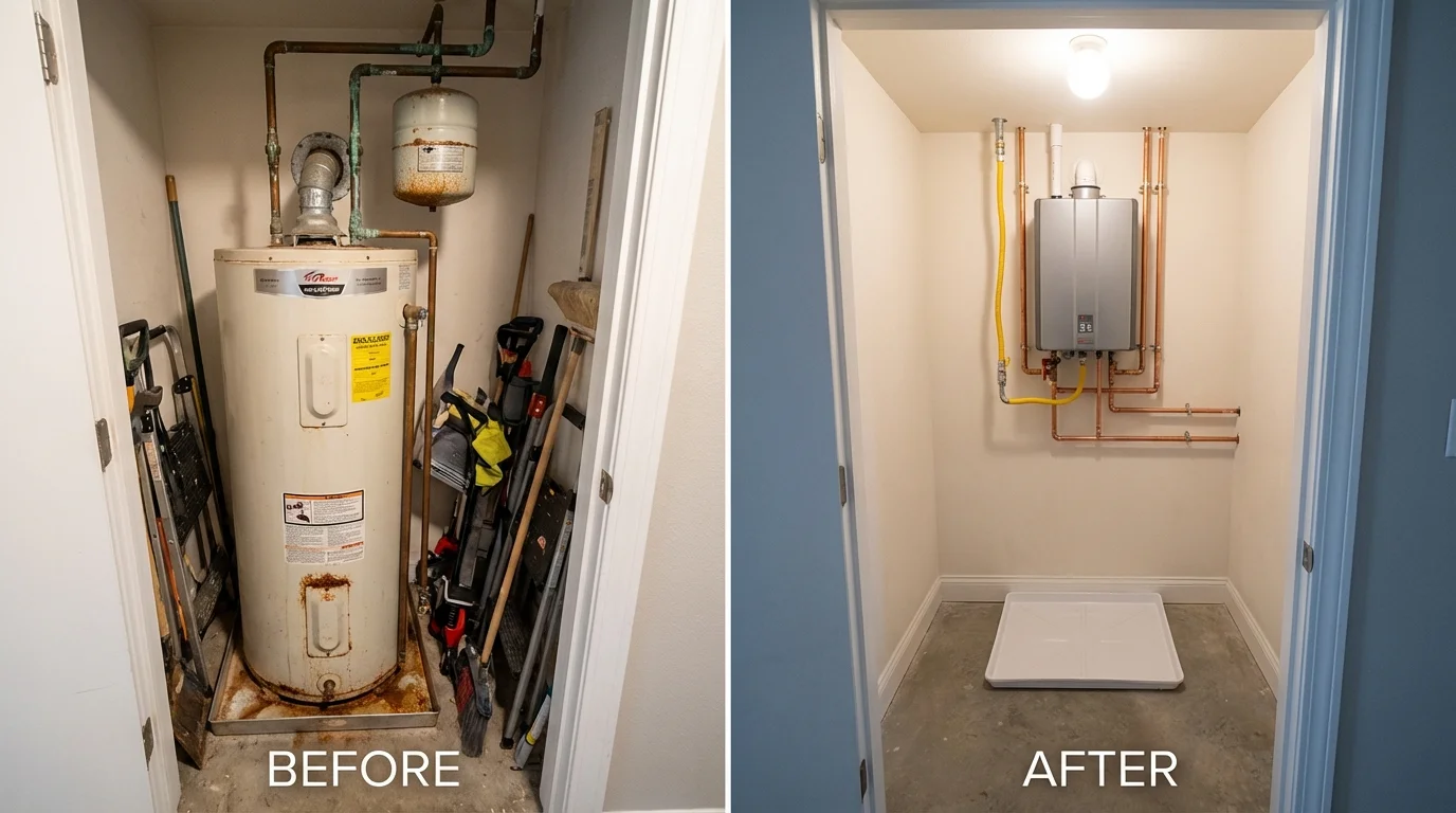 Tank water heater versus wall-mounted tankless unit comparison for Dexter, MO homeowners